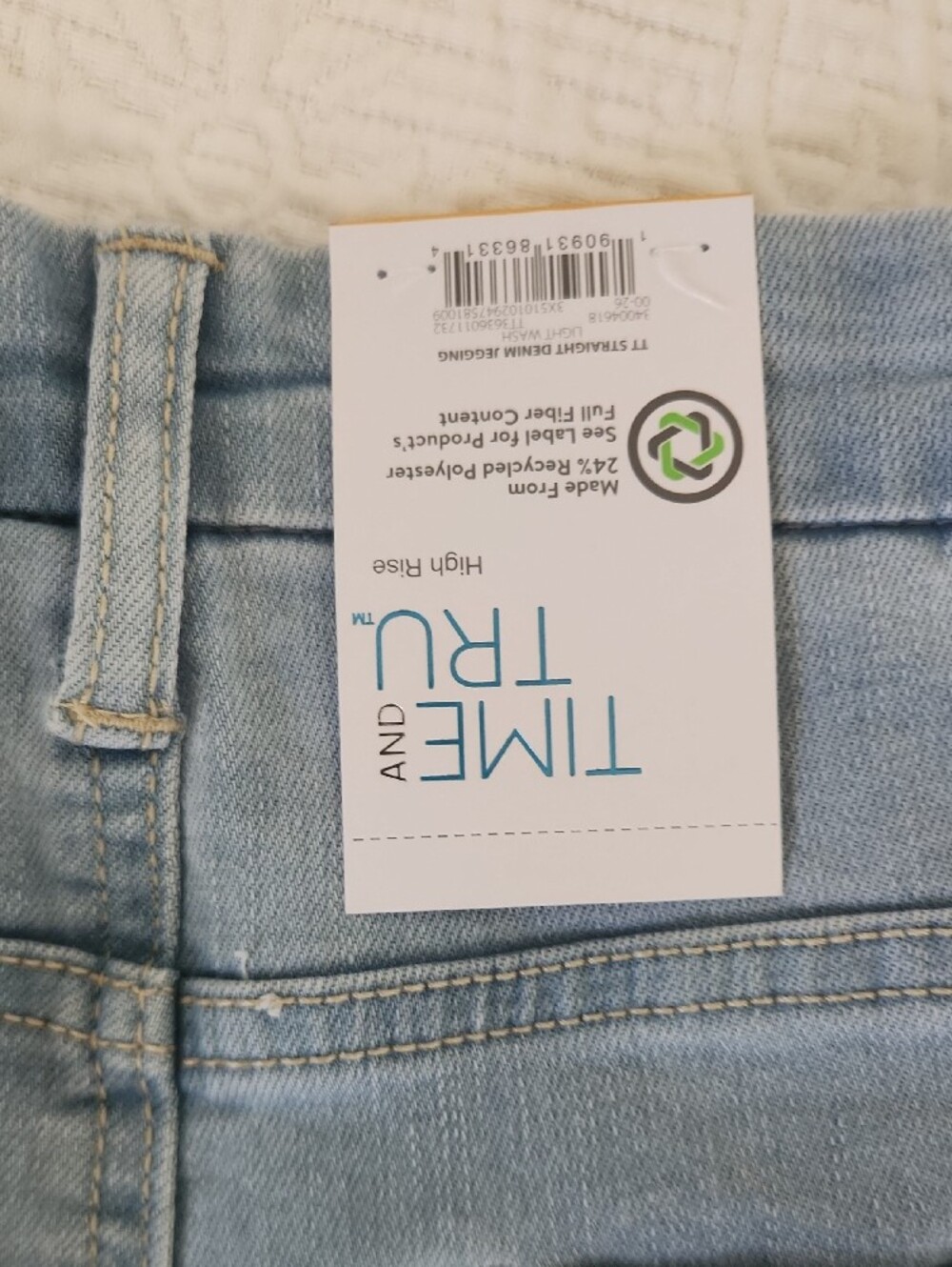 Time and Tru Light Blue Straight Leg Jeans - Picture 2 of 4